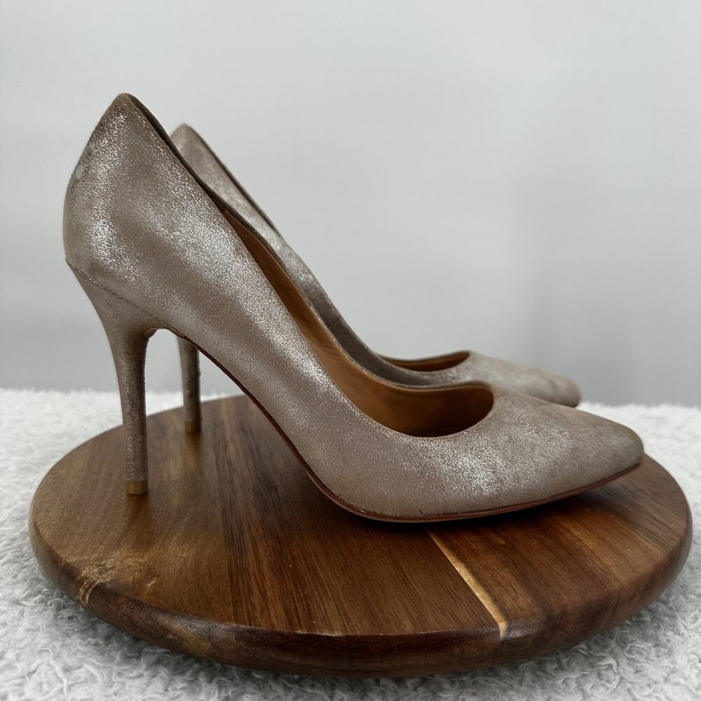 Badgley Mischka Shoes Womens Size 9.5M Champagne Gold Leather Heels Formal Pumps